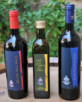 wine, olive oil